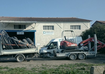 Camion benne et sa remorque